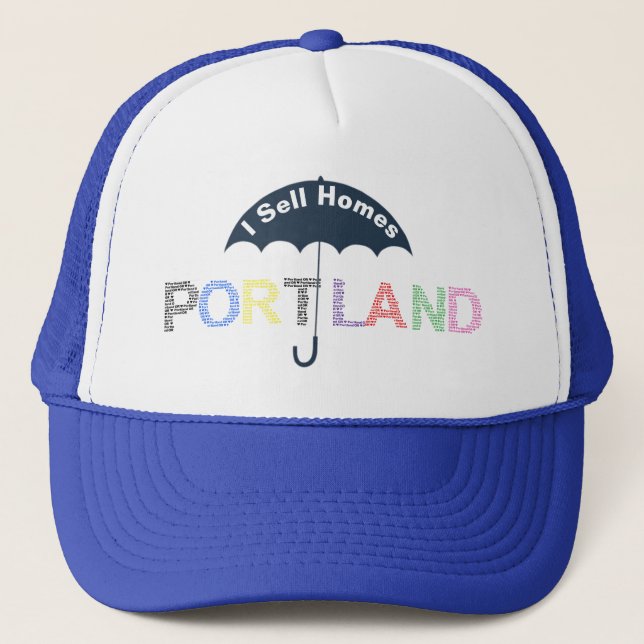 Portland Real Estate Homes Blue Baseball Casquette (Devant)