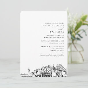 Portland Skyline Destination Wedding Invitation