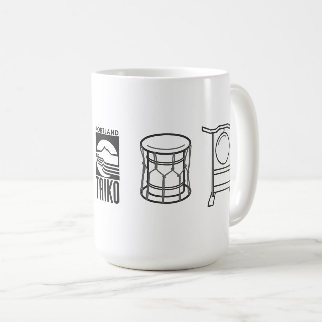 Portland Taiko Large Line Art Mug (Devant droit)