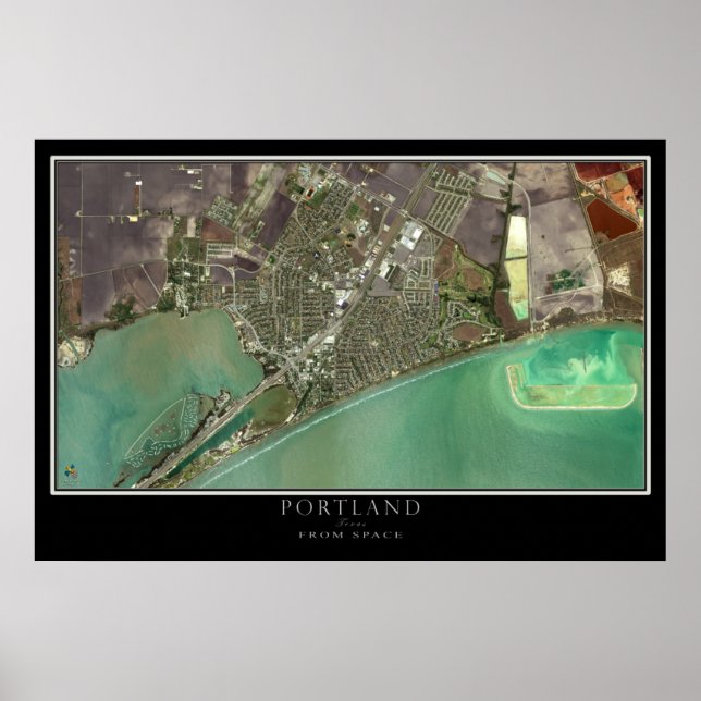 Portland Texas Satellite Poster Map (Devant)