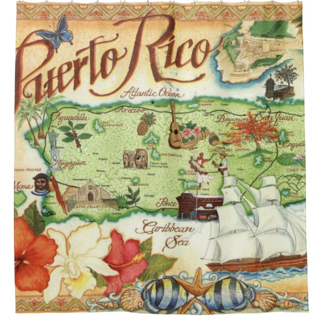 Porto Rico Map Douche rideau (Devant)