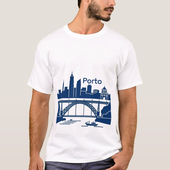 Porto Skyline Men’s T-Shirt – Portugal Cityscape  (Devant)