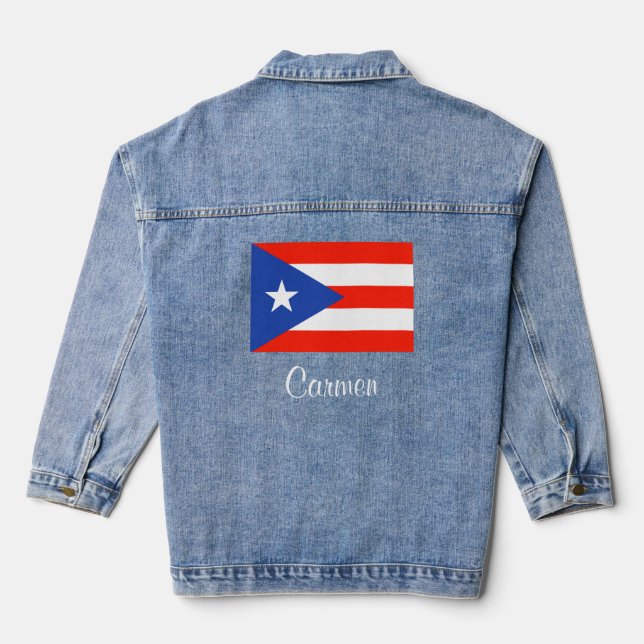 Portoricain Drapeau Boricua Banderas Denim Veste (Verso)