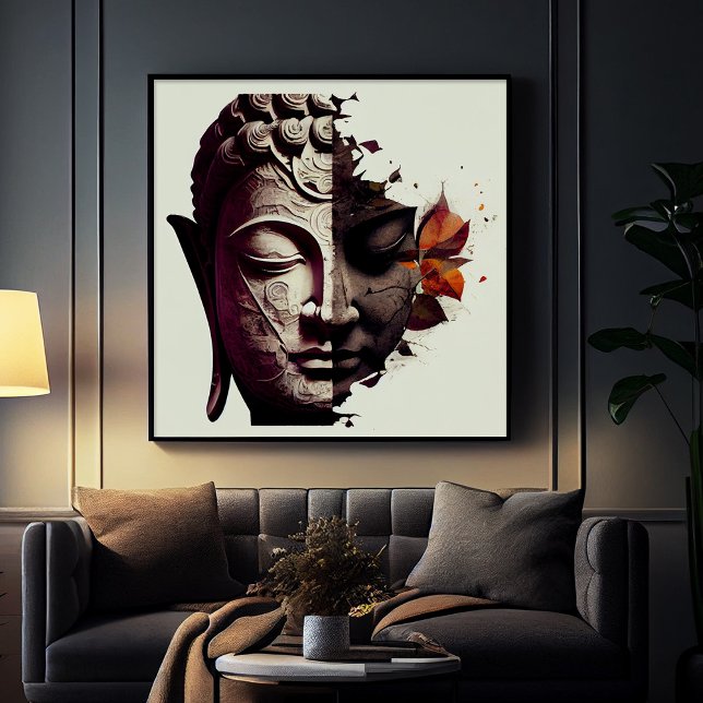 Portrait Abstrait de Bouddha | Poster de l'Art num (Abstract Portrait of Buddha | Digital Art Poster)