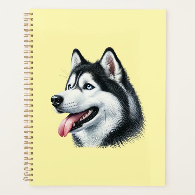 Portrait aquarelle de Husky sibérien  (Devant)