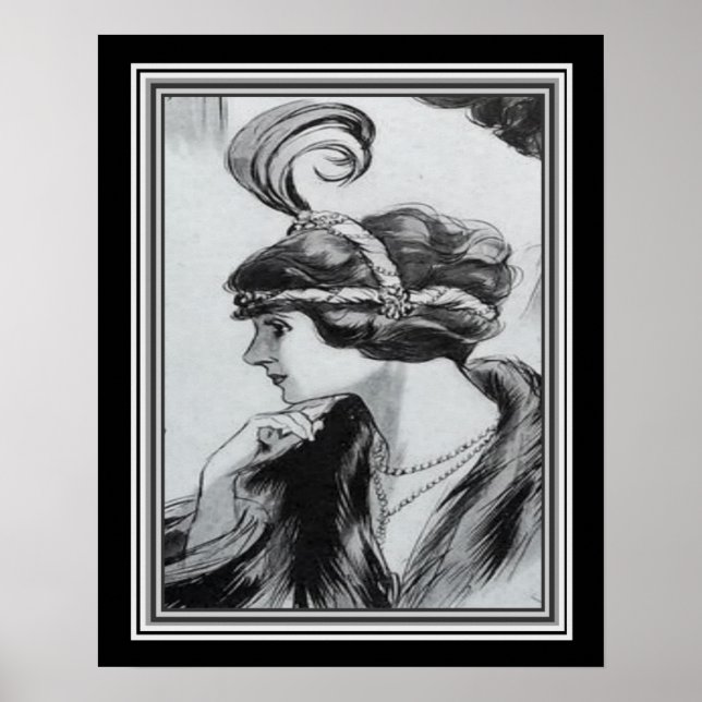 Portrait Art Déco d'un Flapper ca.1920 - 16x20 (Devant)