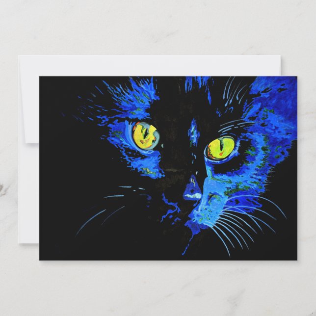 Portrait Artistique Chat Noir Avec Frappe Jaune E (Devant)