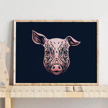 Portrait d'animal de bébé cochon | Impression de j