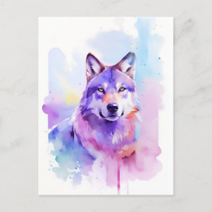 Portrait d'aquarelle Wolf 1 carte postale