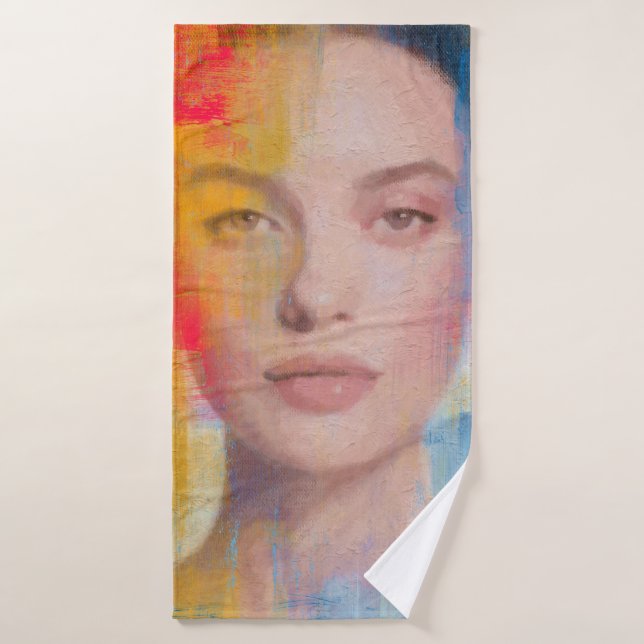 Portrait d'art mixte dynamique (Serviette de bain)