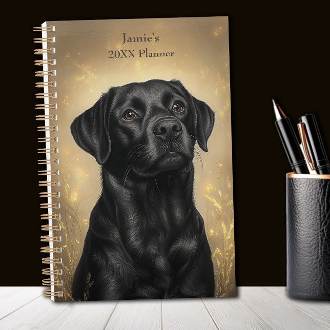 Portrait de Black Labrador Retriever Personnalisé (Black Labrador Retriever Portrait Personalized Planner)