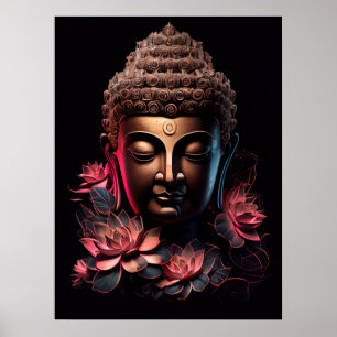 Portrait de Bouddha avec Lotus   Poster d'art