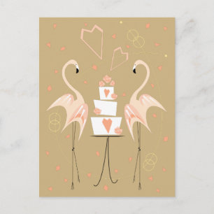 Portrait de carte postale de mariage flamant rose