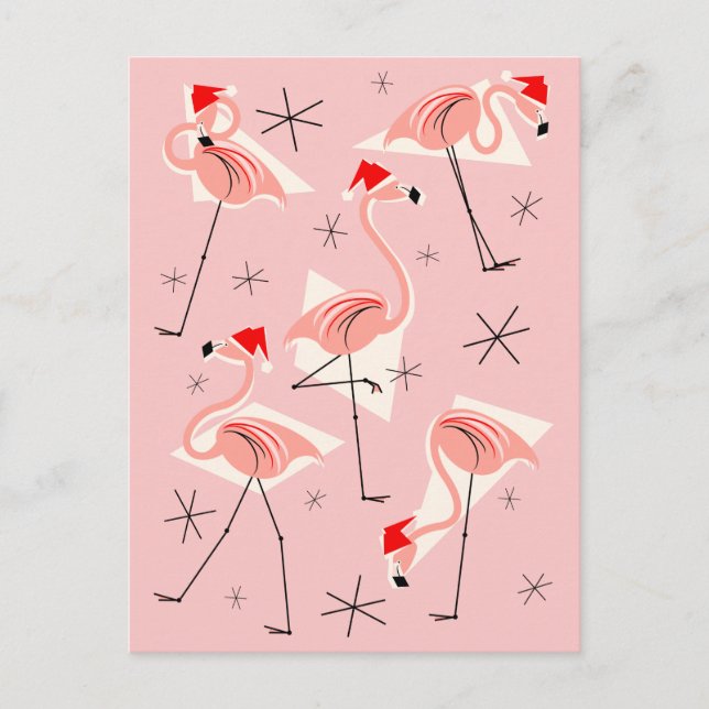 Portrait de carte postale Flamant rose Santas Pink (Devant)