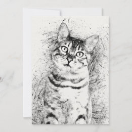 Portrait de chat Média mixte sur Cardstock 5" x 7"