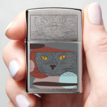 Portrait de chat plus léger Zippo