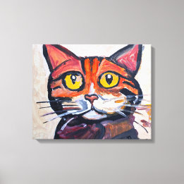 Portrait de chat tigré fantaisiste sur toile