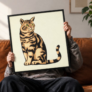Portrait de chat tigré vintage sur toile