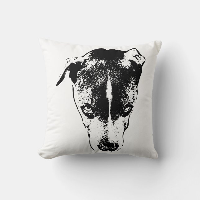 Portrait de chien monochrome moderne oreiller à la (Recto)