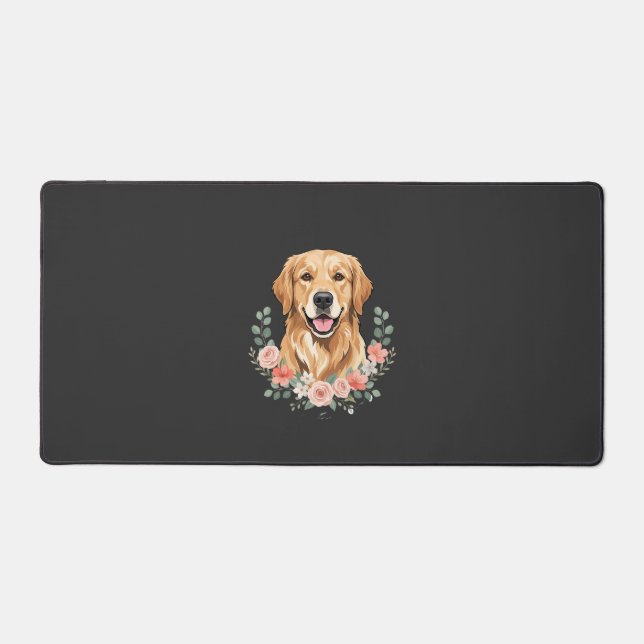 Portrait de chien Retriever doré floral sublimatio (Recto)