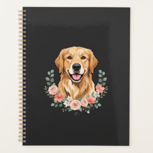 Portrait de chien Retriever doré floral sublimatio