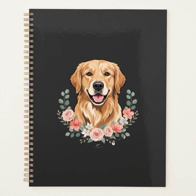 Portrait de chien Retriever doré floral sublimatio (Devant)