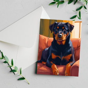 Portrait de chien Rottweiler Carte de peinture pou