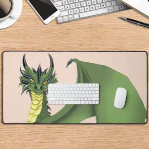 Portrait de dragon mignon vert Fantaisie pêche
