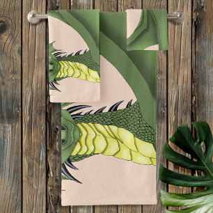 Portrait de Dragon Vert Mignon Fantaisie Abricot