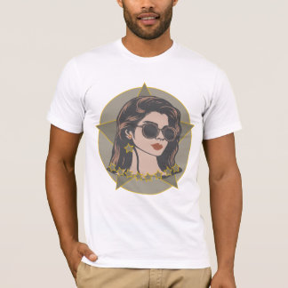Portrait de fille design de t-shirt de style vinta