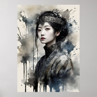 Portrait de jeune femme de style royal affiche