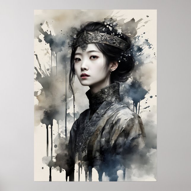 Portrait de jeune femme de style royal affiche (Devant)