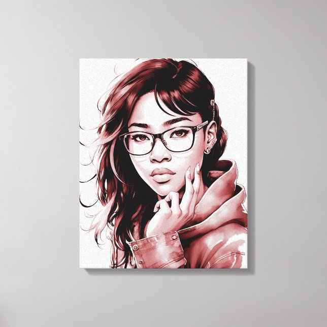 Portrait de la fille avec lunettes toile Imprimer (Recto)