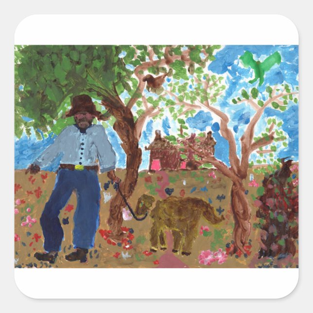 Portrait de l'artiste avec ses stickers de chien (Devant)