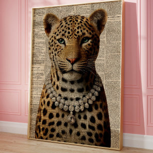 Portrait de léopard vintage Art mural Glam Jungl