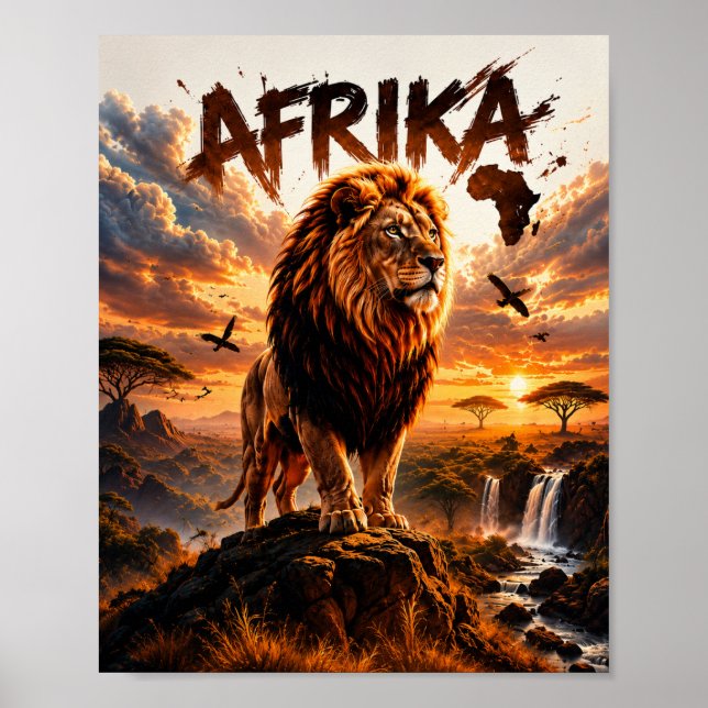 Portrait de lion majestueux affiche d'art mural fa (Devant)