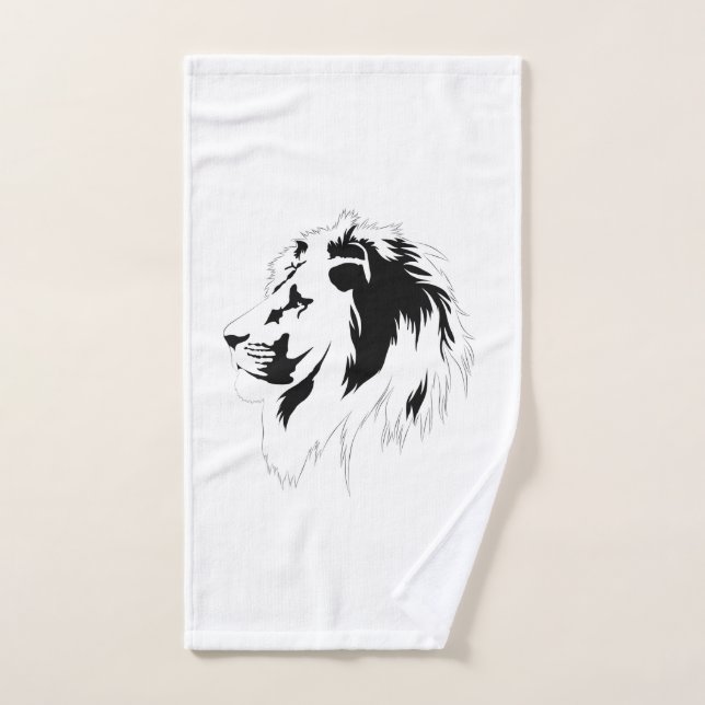 Portrait de lion (noir) (Serviette à main)