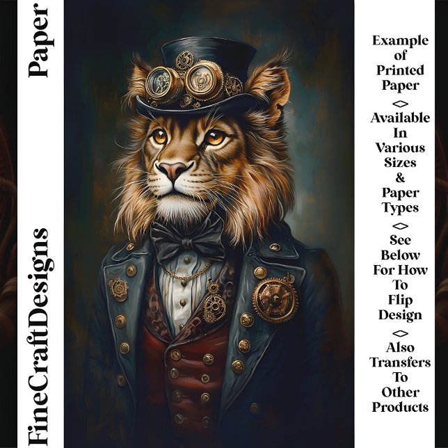 Portrait de lion steampunk royal Papier scrapbooki (Créateur téléchargé)