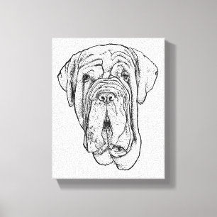 Portrait de Mastiff dessiné à la main sur toile