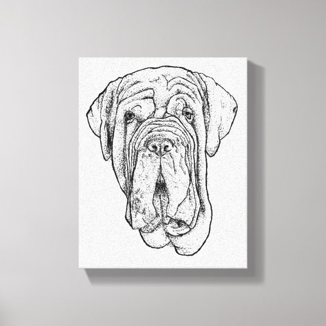 Portrait de Mastiff dessiné à la main sur toile (Recto)