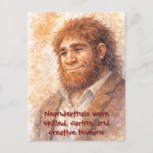 Portrait de Néandertalien Aquarelle Carte Postale