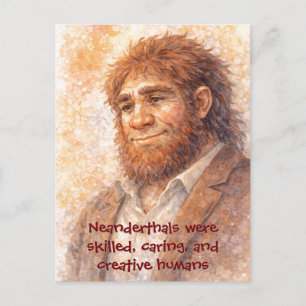 Portrait de Néandertalien Aquarelle Carte Postale 
