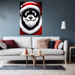 Portrait de Panda Santa Claus   AI Art Poster