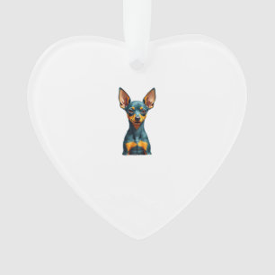 Portrait de Pinscher Miniature Vintage Coloré Grav