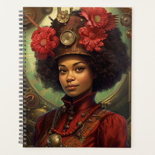Portrait de Steampunk d'une dame et des fleurs