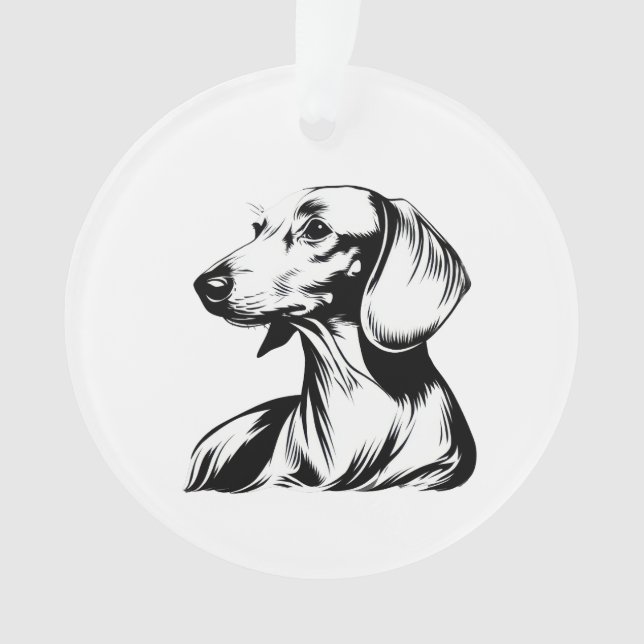 Portrait de teckel – Art linéaire minimal de chien (devant)