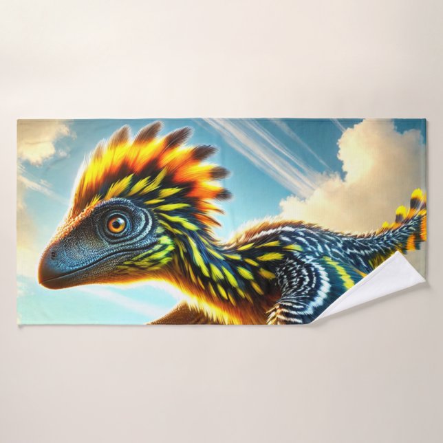 Portrait de tête de dinosaure, représentation viva (Serviette de bain)