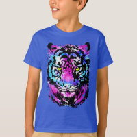 Portrait de tête de tigre rose néon - T-shirt de t