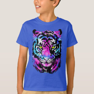 Portrait de tête de tigre rose néon - T-shirt de t