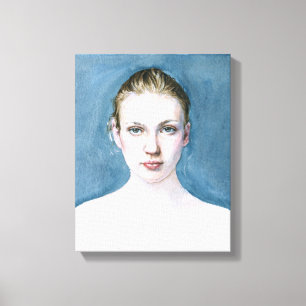 Portrait de toile de peinture d'aquarelle de jeune